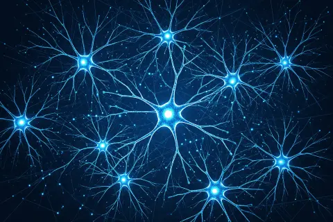 A geometric illustration of interconnected nodes representing AI advancements in search technology.