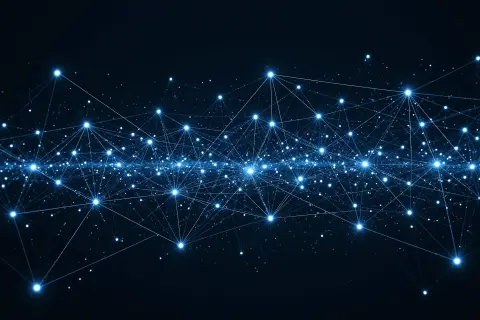 Abstract illustration of interconnected nodes representing data flow and search expansion.